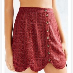 UO Button front red & black mini skirt